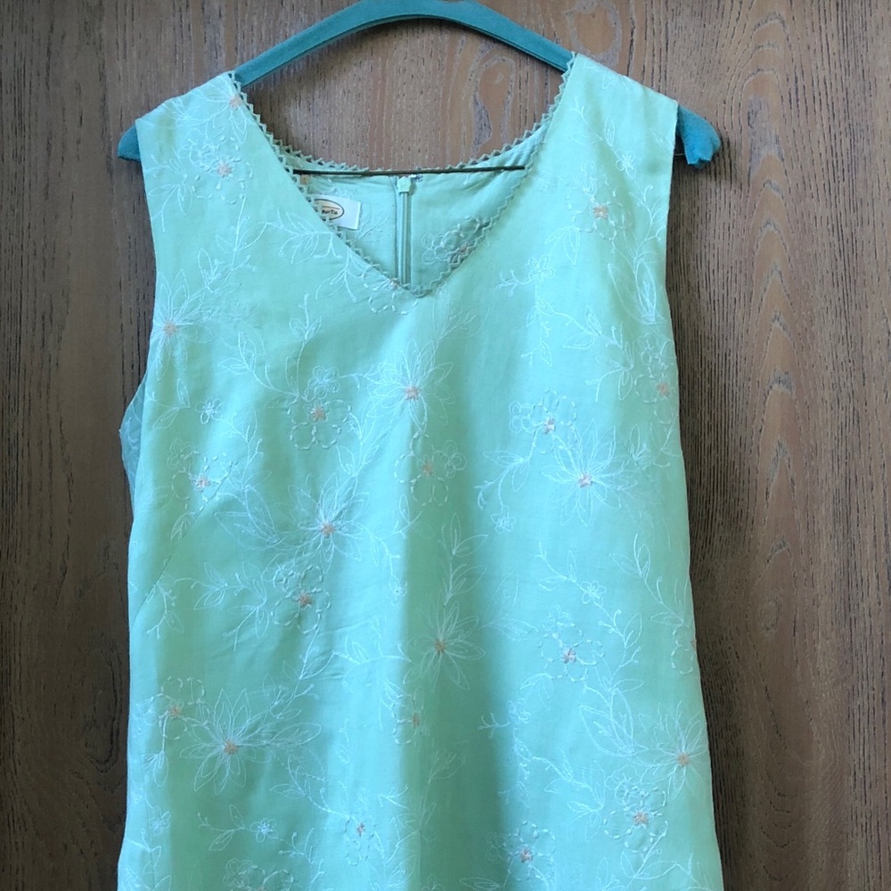 Light Green Embroidered Dress by Talbots. Size 12